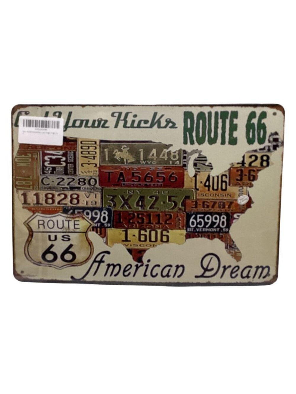 Get Your Kicks 66 -12X8 Golden Era Retro Distressed Tin Sign Mult Color NEW